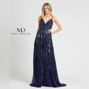 Mac Duggal Stripe Sequin Gown
